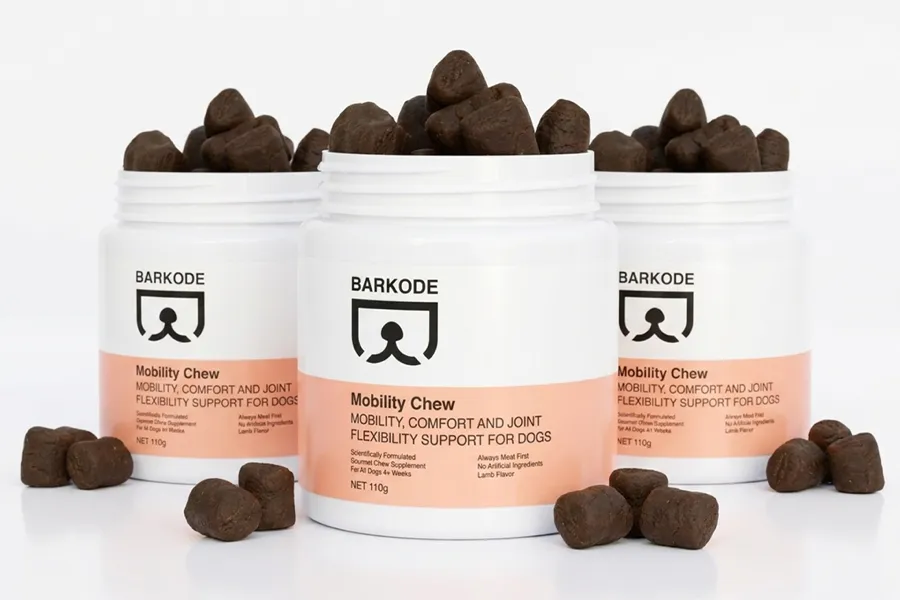 Three jars of BARKODE Mobility Chew